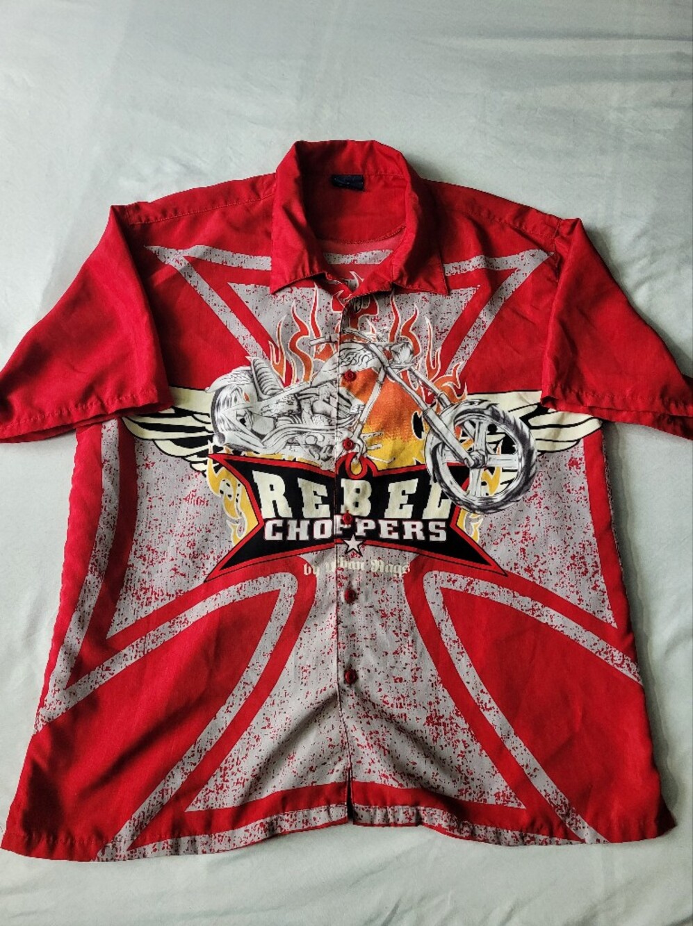 Rebel Choppers Biker Button Down Mens Shirt